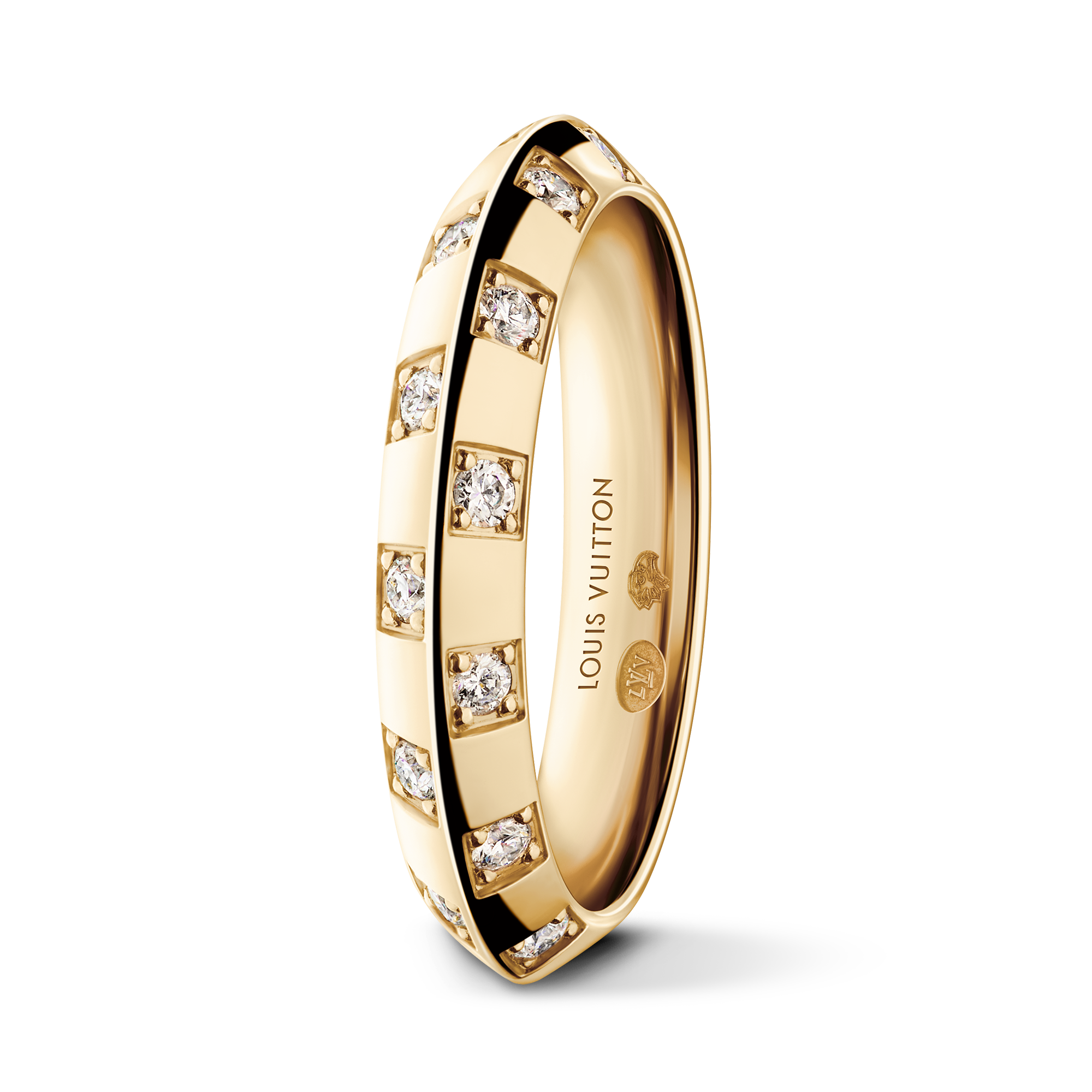 Le Damier de Louis Vuitton Small Ring, Yellow Gold and